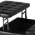 36" Black and Espresso Leather Cocktail Ottoman With Storage