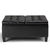 36" Black and Espresso Leather Cocktail Ottoman With Storage