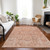 9' X 12' Salmon Orange And Gray Floral Washable Indoor Outdoor Area Rug