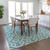 9' X 12' Teal Blue And Ivory Geometric Washable Indoor Outdoor Area Rug