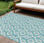 9' X 12' Teal Blue And Ivory Geometric Washable Indoor Outdoor Area Rug