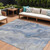 10' X 14' Denim Blue And Ivory Abstract Washable Indoor Outdoor Area Rug