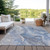 10' X 14' Denim Blue And Ivory Abstract Washable Indoor Outdoor Area Rug