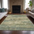 10' X 14' Pale Aqua And Khaki Abstract Washable Indoor Outdoor Area Rug
