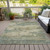 10' X 14' Pale Aqua And Khaki Abstract Washable Indoor Outdoor Area Rug