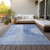 9' X 12' Denim Blue And Sky Blue Geometric Washable Indoor Outdoor Area Rug