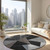 8' Chocolate Gray And Charcoal Round Geometric Washable Indoor Outdoor Area Rug