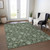 9' X 12' Olive Green And Artichoke Green Floral Washable Indoor Outdoor Area Rug