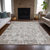 10' X 14' Taupe And Ivory Patchwork Washable Indoor Outdoor Area Rug