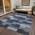 10' X 14' Navy Blue And Sky Blue Geometric Washable Indoor Outdoor Area Rug