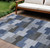 10' X 14' Navy Blue And Sky Blue Geometric Washable Indoor Outdoor Area Rug