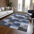 10' X 14' Navy Blue And Sky Blue Geometric Washable Indoor Outdoor Area Rug