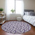 8' Purple And Ivory Round Geometric Washable Indoor Outdoor Area Rug