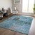 10' X 14' Teal Blue Aqua And Gray Patchwork Washable Indoor Outdoor Area Rug