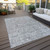9' X 12' Gray Silver And Charcoal Floral Washable Indoor Outdoor Area Rug