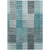 8' X 10' Teal Blue Aqua And Gray Striped Washable Indoor Outdoor Area Rug