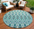 8' Teal Blue Aqua And Mint Green Round Southwestern Washable Indoor Outdoor Area Rug