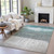 10' X 14' Teal Blue And Gray Abstract Washable Indoor Outdoor Area Rug