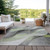 10' X 14' Artichoke Green Gray And Silver Abstract Washable Indoor Outdoor Area Rug