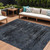 10' X 14' Charcoal And Gray Floral Washable Indoor Outdoor Area Rug