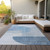 8' X 10' Navy Blue And Sky Blue Geometric Washable Indoor Outdoor Area Rug