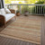 10' X 14' Terra Cotta And Rust Striped Washable Indoor Outdoor Area Rug