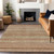 10' X 14' Terra Cotta And Rust Striped Washable Indoor Outdoor Area Rug