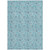 8' X 10' Aqua Blue And Silver Floral Washable Indoor Outdoor Area Rug