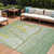 10' X 14' Green And Gold Nautical Washable Indoor Outdoor Area Rug