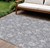 8' X 10' Gray Silver And Ivory Floral Washable Indoor Outdoor Area Rug