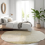 8' Brown Beige And Ivory Round Geometric Washable Indoor Outdoor Area Rug