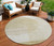 8' Brown Beige And Ivory Round Geometric Washable Indoor Outdoor Area Rug