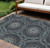 10' X 14' Charcoal Gray And Ivory Floral Medallion Washable Indoor Outdoor Area Rug