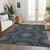 10' X 14' Charcoal Gray And Ivory Floral Medallion Washable Indoor Outdoor Area Rug