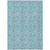 9' X 12' Aqua Blue And Silver Floral Washable Indoor Outdoor Area Rug