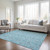 9' X 12' Aqua Blue And Silver Floral Washable Indoor Outdoor Area Rug