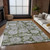 9' X 12' Olive Green And Gray Floral Washable Indoor Outdoor Area Rug