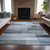 10' X 14' Denim Blue And Ivory Striped Washable Indoor Outdoor Area Rug