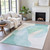 10' X 14' Pale Aqua And Beige Abstract Washable Indoor Outdoor Area Rug