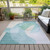 10' X 14' Pale Aqua And Beige Abstract Washable Indoor Outdoor Area Rug