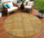 8' Peach Gray And Charcoal Round Patchwork Washable Indoor Outdoor Area Rug