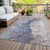 8' X 10' Navy Blue And Gray Abstract Washable Indoor Outdoor Area Rug