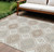 10' X 14' Ivory And Brown Floral Washable Indoor Outdoor Area Rug
