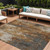 10' X 14' Rust Gray And Ivory Abstract Washable Indoor Outdoor Area Rug