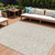 10' X 14' Linen Orange And Ivory Geometric Washable Indoor Outdoor Area Rug