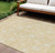10' X 14' Yellow Wheat And Ivory Floral Washable Indoor Outdoor Area Rug