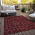 9' X 12' Burgundy and Black Floral Medallion Washable Non Skid Indoor Outdoor Area Rug