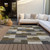 9' X 12' Brown Beige And Ivory Geometric Washable Indoor Outdoor Area Rug