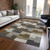9' X 12' Brown Beige And Ivory Geometric Washable Indoor Outdoor Area Rug