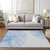 9' X 12' Denim Blue And Ivory Abstract Washable Indoor Outdoor Area Rug